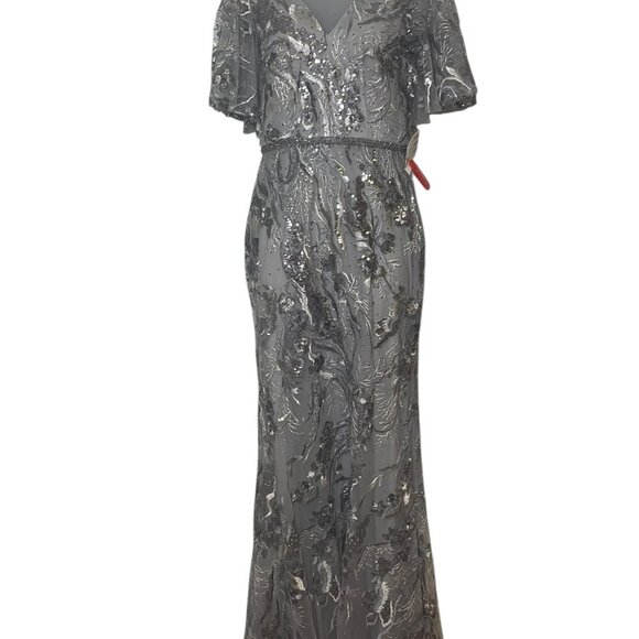 Mac Duggal Beaded Evening Gown NWT Size 6 Style 67908 Platinum - Picture 2 of 7